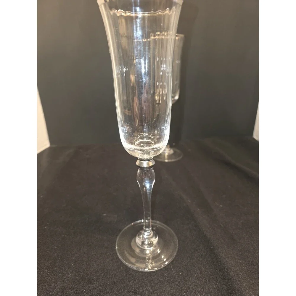 Set Of 2‎ Block Crystal Platinum Ball/Optic  Champagne Flute